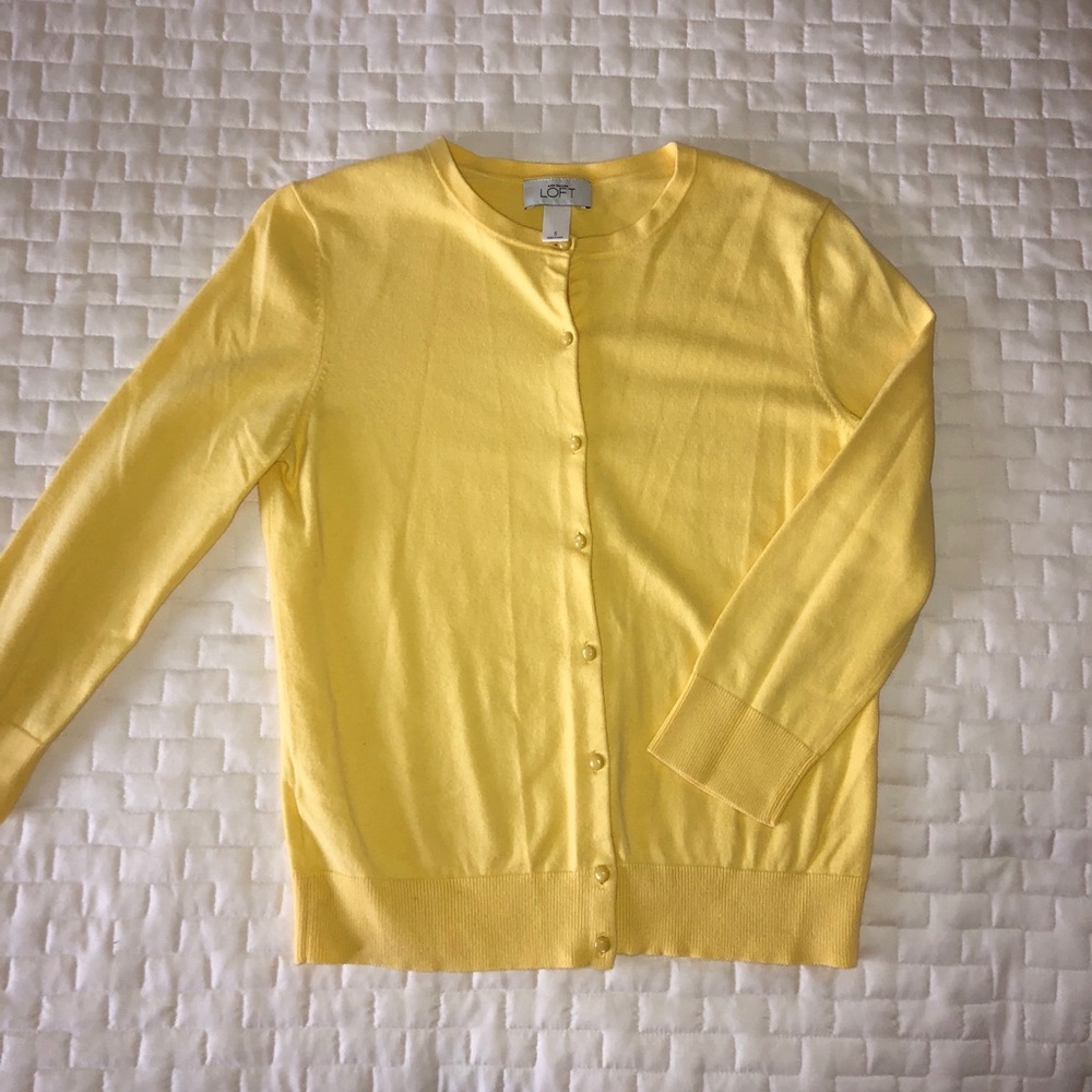 Bright yellow cardigan